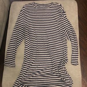 Chico’s navy and grey striped long sleeve top